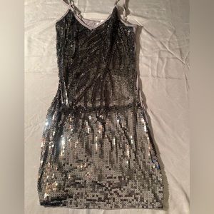 Gorgeous, Sexy, Silver Sequin Mini Dress by Connection 18. Brand New. size L